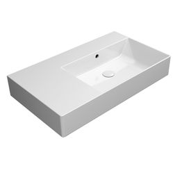 Malja-allas Interia Kube X 80x47cm, tasainen pohja, vasen, ei hanareikää, ExtraGlaze-pinnoite, valkoinen 