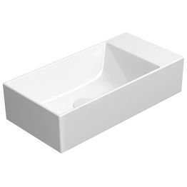 Malja-allas Interia Kube X 50x25cm, tasainen pohja, ei hanareikää, vasen/oikea, ExtraGlaze-pinnoite, valkoinen 