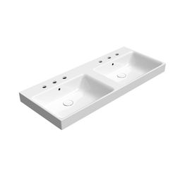 Pesuallas Interia Nubes 120x50, tasainen pohja, 3 hanareikää, kaksoisallas, ExtraGlaze-pinnoite, valkoinen