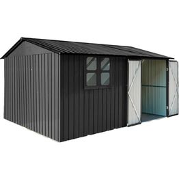 Pihavarasto Fornorth, 375x286x162cm, ikkuna, musta