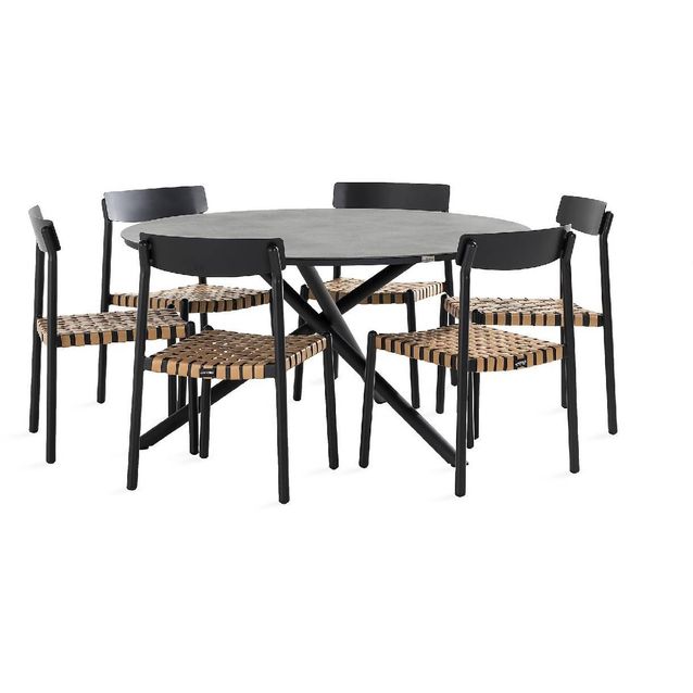 Ruokailuryhmä Alex pyöreä 6 Buckle ruokatuolia musta