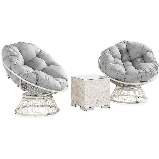 Parvekesetti Cozy 2 nojatuolia 2-istuttava harmaa