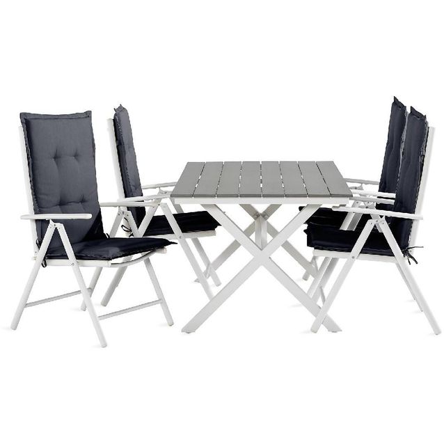 Ruokailuryhmä Tunis 4 Maggie säätötuolia + harmaat pehmusteet harmaa