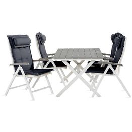 Ruokailuryhmä Tunis 4 Monaco säätötuolia + harmaat pehmusteet tyynyllä harmaa