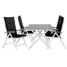 Ruokailuryhmä Tunis 4 Monaco säätötuolia + mustat pehmusteet harmaa