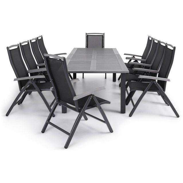 Ruokailuryhmä Monaco 10 säätötuolia Lyx harmaa