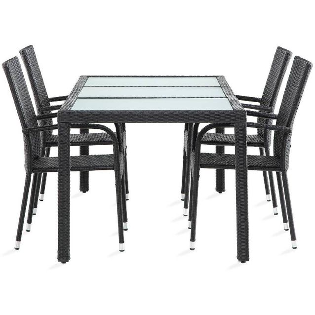 Ruokailuryhmä Aruba 4 Thor Light nojatuolia musta