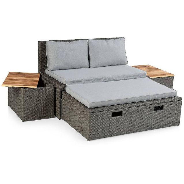 Terassisohva Nickita säilytyksellä 2-istuttava harmaa