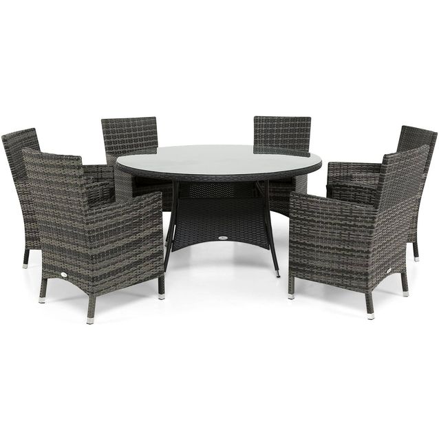 Ruokailuryhmä Thor pyöreä 6 Thor nojatuolia harmaa/musta