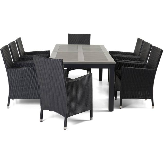 Ruokailuryhmä Monaco 8 Thor nojatuolia musta