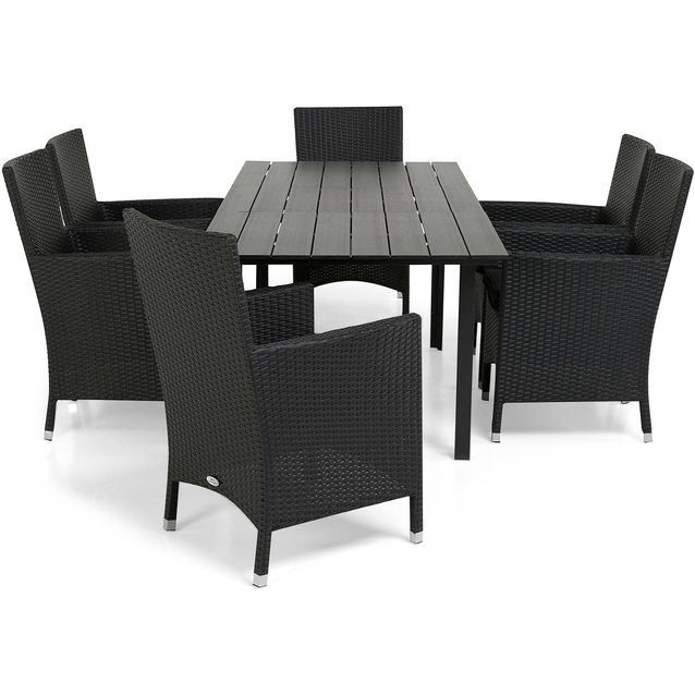 Ruokailuryhmä Portland 6 Thor nojatuolia musta