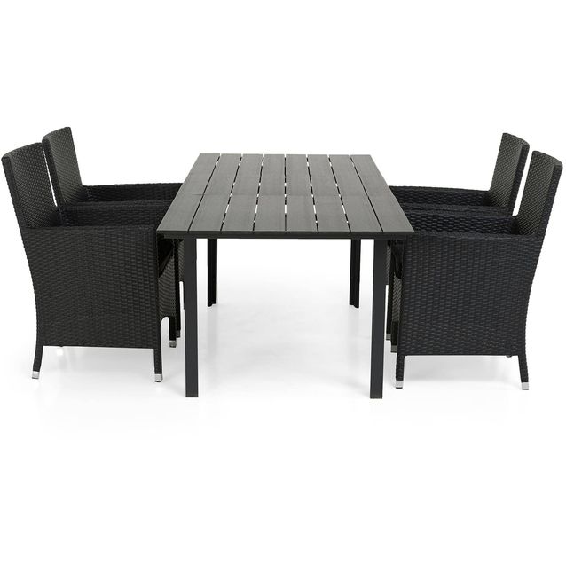 Ruokailuryhmä Portland 4 Thor nojatuolia musta