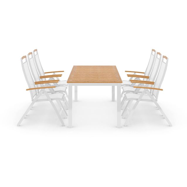 Ruokailuryhmä Las Vegas 6 säätötuolia Lyx valkoinen/puu