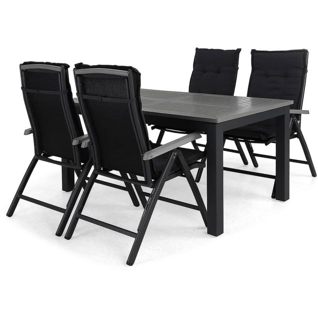 Ruokailuryhmä Monaco 4 säätötuolia Lyx + pehmusteet musta