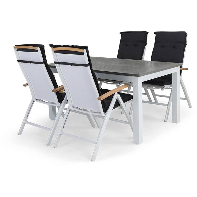 Ruokailuryhmä Monaco 4 säätötuolia Lyx + pehmusteet harmaa