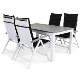 Ruokailuryhmä Monaco 4 Monaco tuolia + mustat pehmusteet harmaa