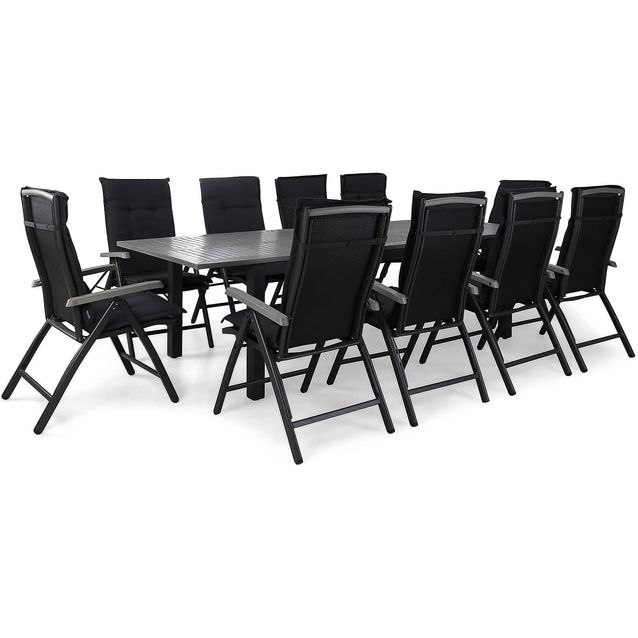 Ruokailuryhmä Monaco 10 säätötuolia Lyx + pehmusteet musta