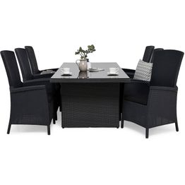 Ruokailuryhmä Majestic 6 Vermont säädettävää nojatuolia + mustat pehmusteet musta