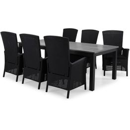 Ruokailuryhmä Monaco 220-280 6 Vermont säädettävää nojatuolia + mustat pehmusteet musta