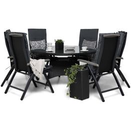 Ruokailuryhmä Thor 6 Monaco Lyx säätötuolia + pehmusteet musta