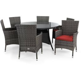 Ruokailuryhmä Thor 6 Thor Lyx nojatuolia + pehmusteet harmaa