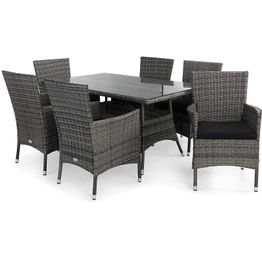 Ruokailuryhmä Thor 6 Thor nojatuolia + mustat pehmusteet harmaa