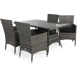 Ruokailuryhmä Thor 4 Thor nojatuolia + mustat pehmusteet harmaa