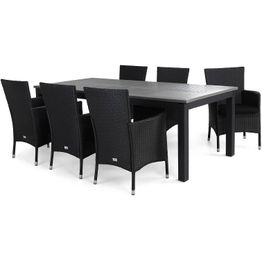 Ruokailuryhmä Monaco 220-280 6 Thor Lyx nojatuolia + mustat pehmusteet musta