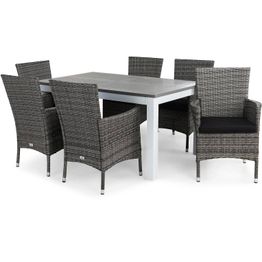 Ruokailuryhmä Monaco 152-210 6 Thor nojatuolia + mustat pehmusteet harmaa