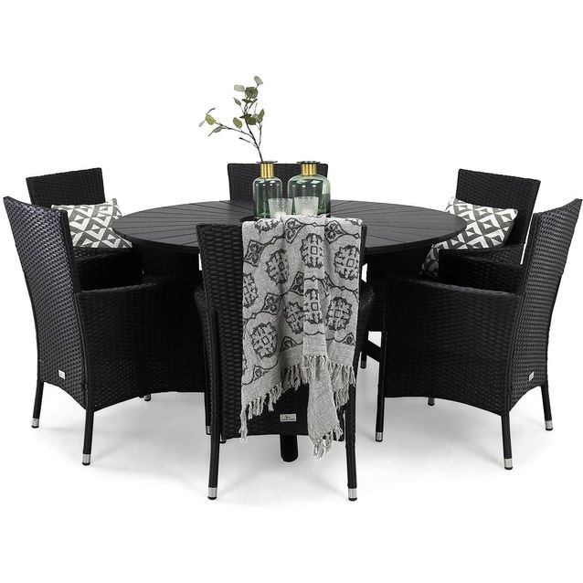 Ruokailuryhmä Finnhamn 6 Thor nojatuolia musta