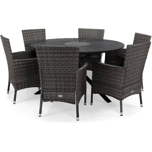 Ruokailuryhmä Finnhamn 6 Thor nojatuolia harmaa