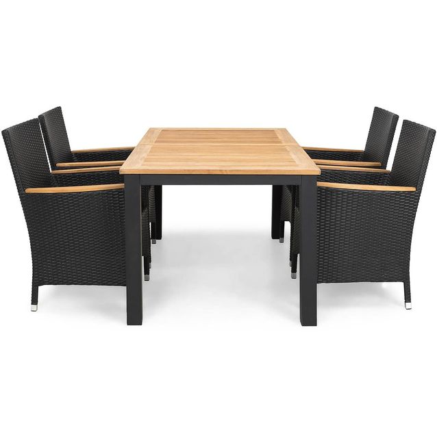 Ruokailuryhmä Las Vegas 4 Thor nojatuolia puu/musta