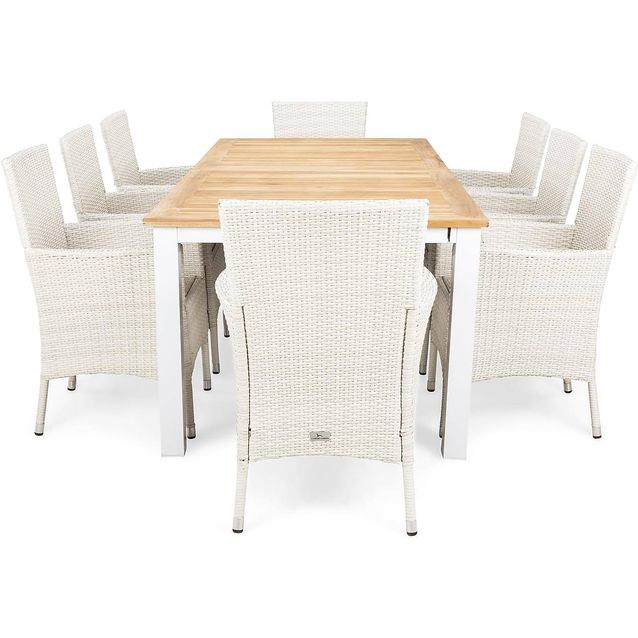 Ruokailuryhmä Las Vegas 8 Thor nojatuolia valkoinen