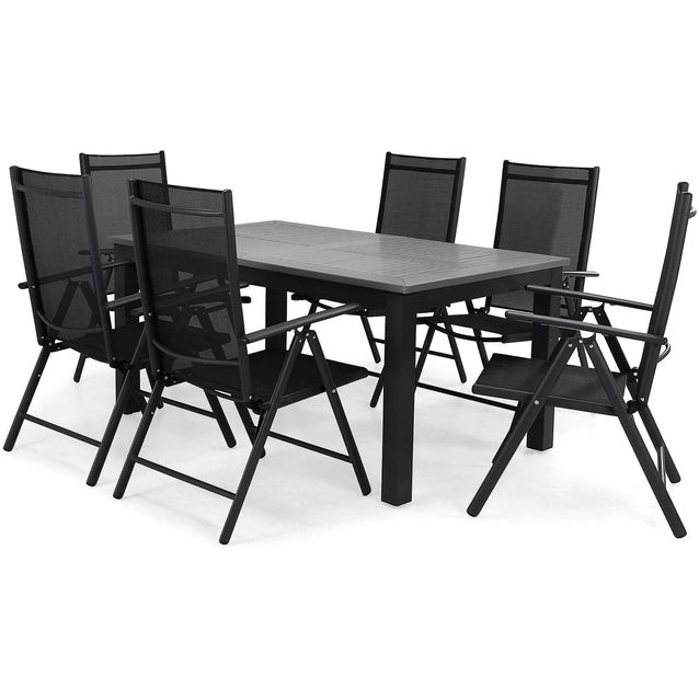 Ruokailuryhmä Monaco 152-210 6 Maggie säätötuolia musta