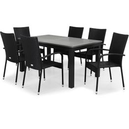 Ruokailuryhmä Monaco 152-210 6 Thor Light tuolia musta