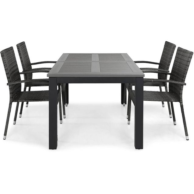 Ruokailuryhmä Monaco 4 Thor Light tuolia musta/harmaa