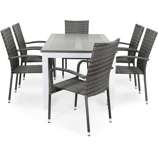 Ruokailuryhmä Monaco 152-210 6 Thor Light tuolia harmaa