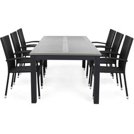 Ruokailuryhmä Monaco 220-280 6 Thor Light tuolia musta