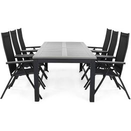 Ruokailuryhmä Monaco 220-280 6 Monaco Light säätötuolia musta