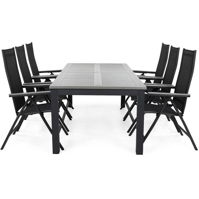 Ruokailuryhmä Monaco 220-280 6 Monaco Light säätötuolia musta