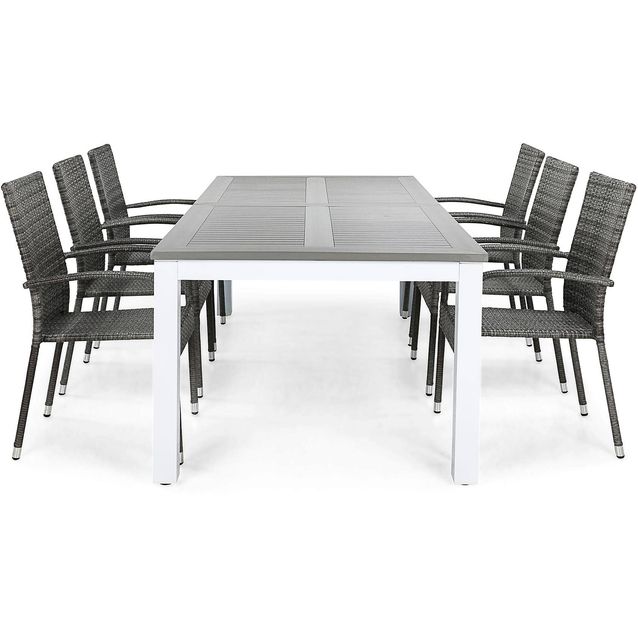 Ruokailuryhmä Monaco 220-280 6 Thor Light tuolia harmaa