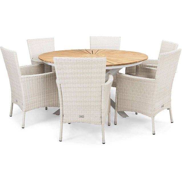 Ruokailuryhmä Oliver 6 Thor nojatuolia valkoinen/puu