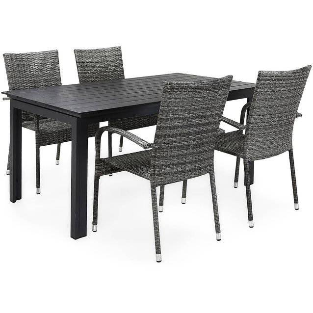 Ruokailuryhmä Portland 4 Thor Light tuolia harmaa