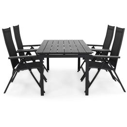 Ruokailuryhmä Portland 4 Monaco Light tuolia musta