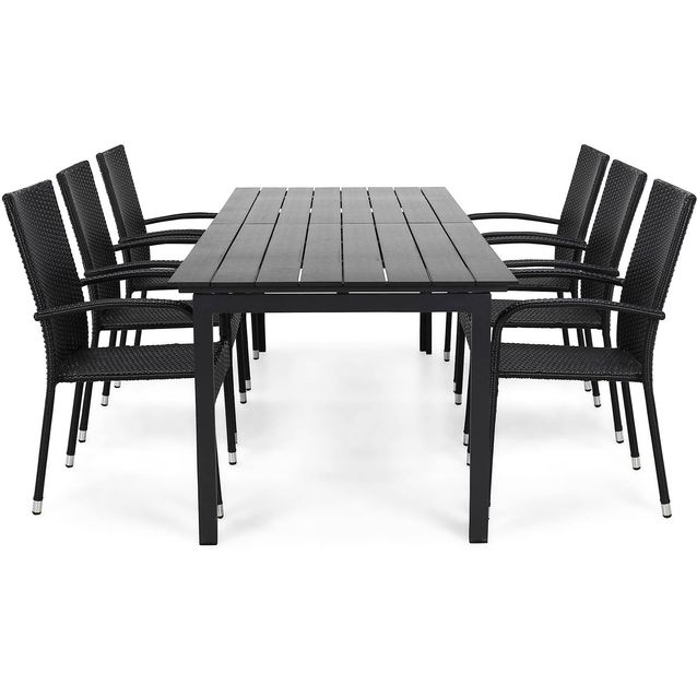 Ruokailuryhmä Portland 6 Thor Light tuolia musta