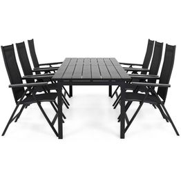 Ruokailuryhmä Portland 220-280 6 Monaco Light tuolia musta