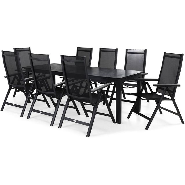 Ruokailuryhmä Portland 8 Monaco Light tuolia musta