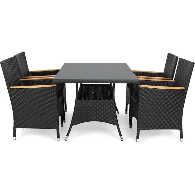 Ruokailuryhmä Thor 4 nojatuolia Lyx musta