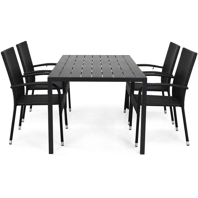 Ruokailuryhmä Tunis 4 Thor Light tuolia musta