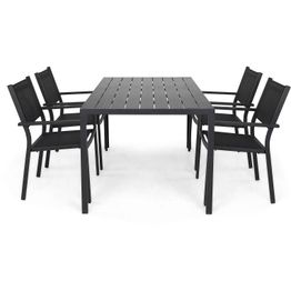 Ruokailuryhmä Tunis 4 Sierra pinottavaa tuolia musta